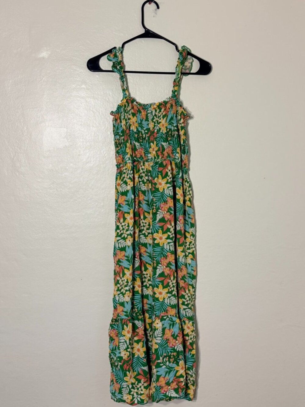 Chenault Green Tropical Floral Maxi Dress Size M